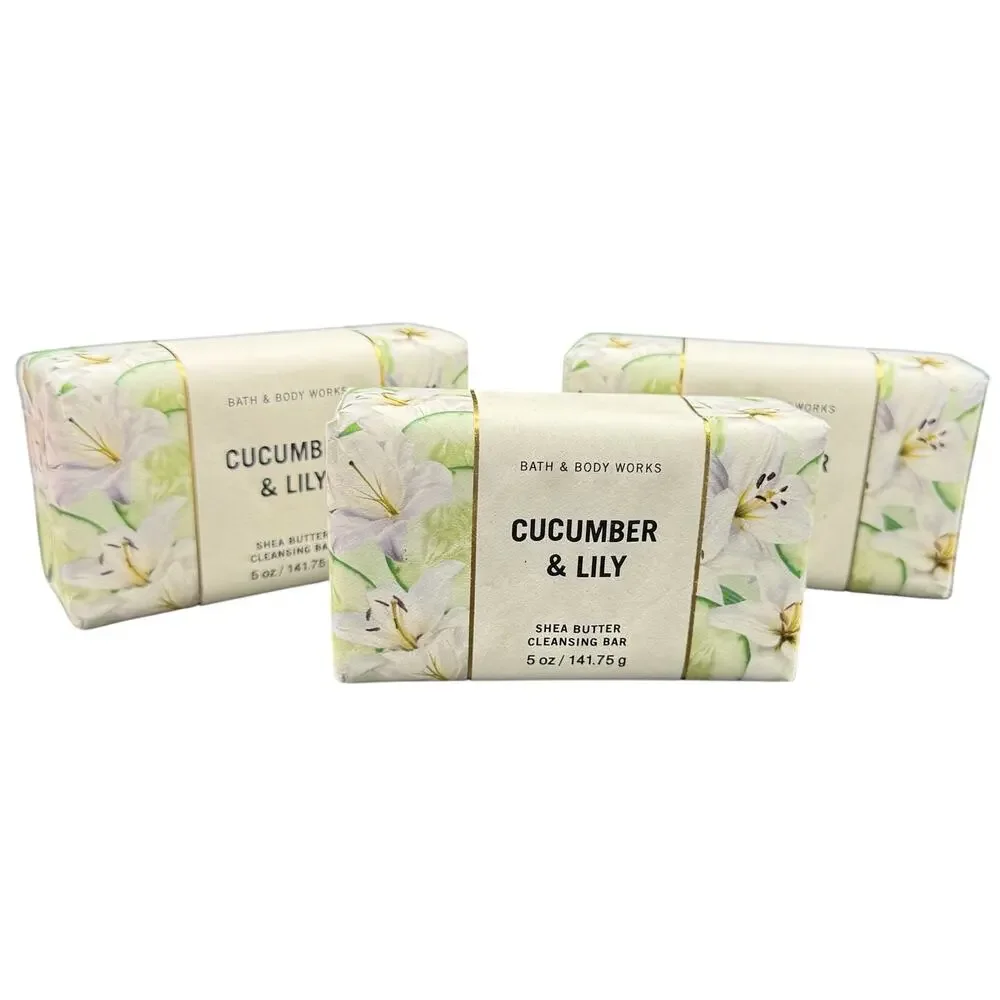 🧼 Bath & Body Works Cucumber & Lily Shea Butter Cleansing Bar 3 Pack Fresh - Picture 1 of 2